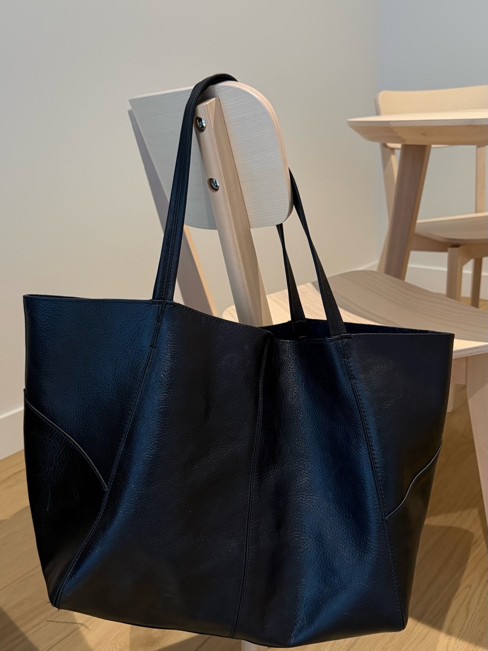 Zara Navy Leather Tote